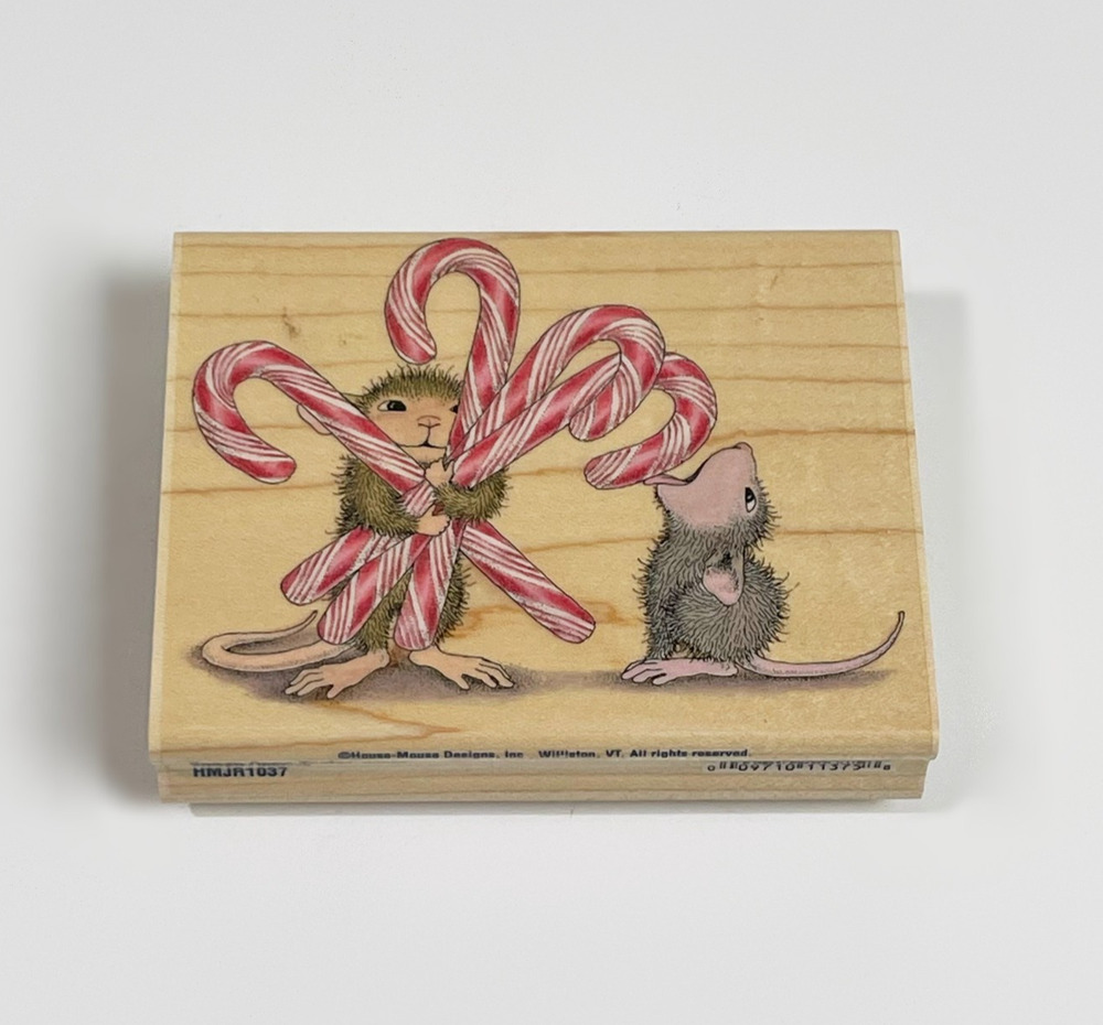 Stampabilities House Mouse Candy Cane Tester Stamp Mudpie Monica 4x3